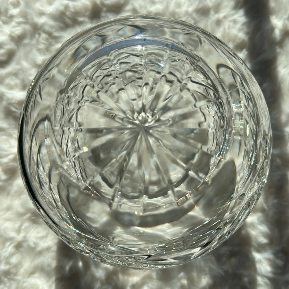 VINTAGE~CRYSTAL~ROSE BOWL VASE~DIAMOND & FAN PATTERN~POTPOURRI JAR~KCC